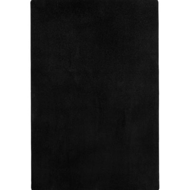 Image of The Rugs Modern Plain Rug Uni Colours Short Pile Polypropylene Area Rug In Black
