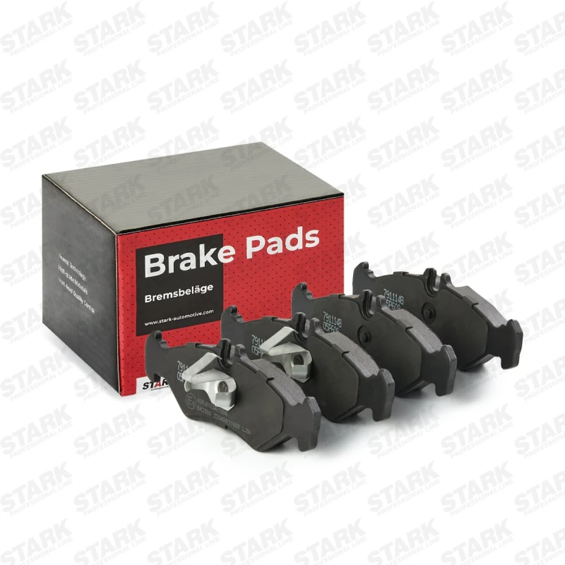 Image of STARK SKBP-0011230 Brake pad set Rear Axle, prepared for wear warning indicator, with piston clip Low-Metallic Brake Pad Set,disc brake (402)