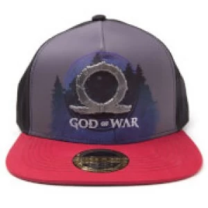 image of God of War Printed Metal Badge Snapback Cap - Grey