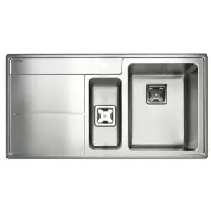 image of Rangemaster Arlington Brushed Stainless Steel 1.5 Bowl Sink & Drainer Rh