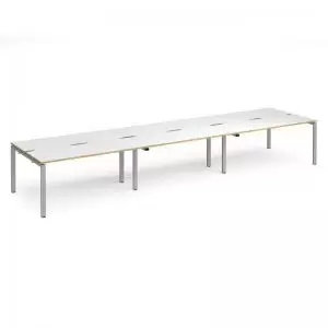 image of Adapt triple back to back desks 4800mm x 1200mm - silver frame, white