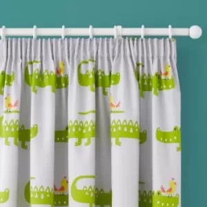 Image of Cosatto Crocodile Smiles Pencil Pleat Curtains Green/White/Yellow