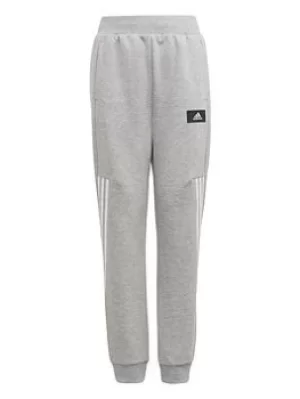 Image of Adidas Boys Future Icons 3 Stripe Tapered Pant, Grey/White, Size 11-12 Years