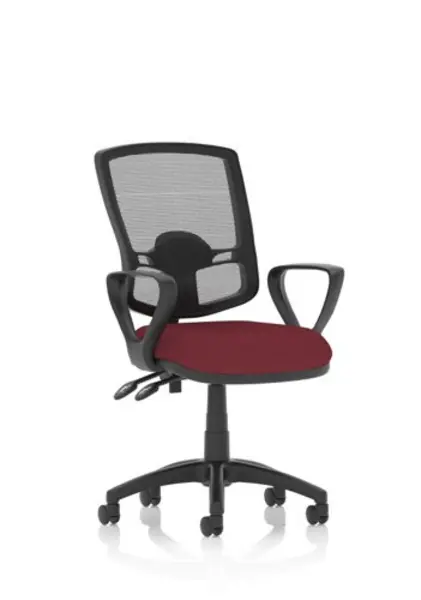 Image of Eclipse Eclipse Plus II Lever Task Operator Chair Mesh Back Deluxe With Bespoke Colour Seat With loop Arms in Ginseng Chilli KCUP1621