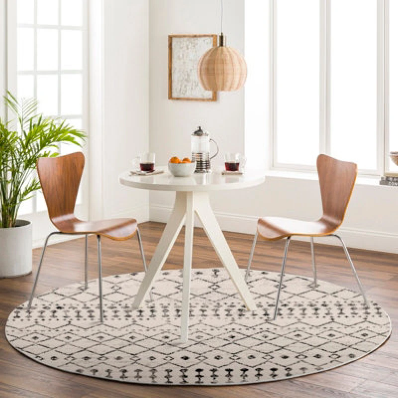 Image of Livabliss Round Berber Geometric Light Grey Leonor Area Rug 160 X 160 Cm - Easy Care, Non Shedding, Ideal For Living Room & Bedroom