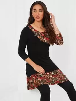 image of Joe Browns Lovely Leaves Tunic -black, Black, Size 6, Women