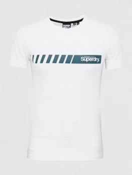 Image of Superdry Core Logo Sport Stripe T-Shirt, White Size M Men