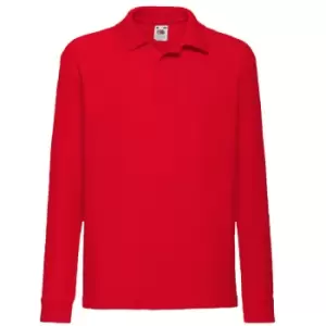 Image of Fruit Of The Loom Childrens Long Sleeve 65/35 Pique Polo / Childrens Polo Shirts (Pack of 2) (7-8) (Red)
