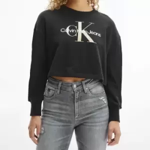 image of Calvin Klein Jeans Womens Seasonal Monogram Crew Neck Sweatshirt - Ck Black - L