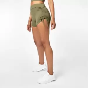 Image of USA Pro x Courtney Black Ruched Ambition 3" Shorts - Green