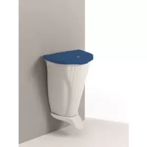 Image of Slingsby 50 Lt. Wall-Up Bin, White With Blue Lid and White Pedal