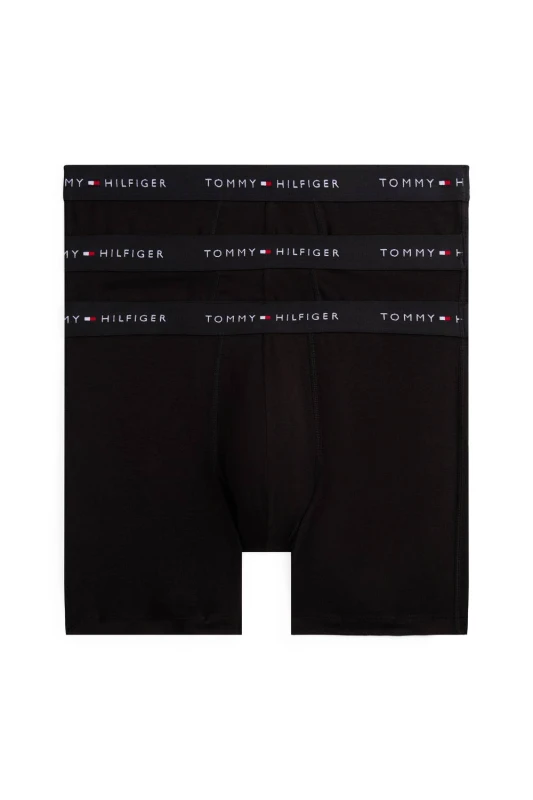 Image of Tommy Hilfiger Mens Signature 3P Boxer Brief Black Waistband Size: Medium Black Male M