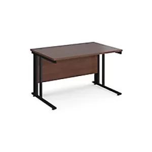 Image of Rectangular Straight Desk Walnut Wood Cable Managed Legs Black Maestro 25 1200 x 800 x 725mm