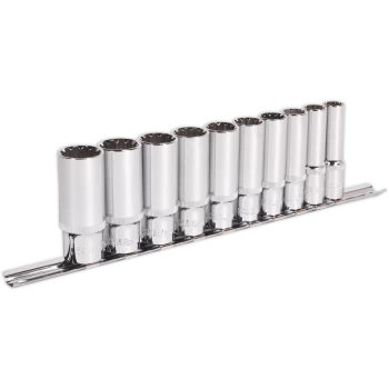 Image of Sealey 10 Piece 3/8" Drive Deep Total Drive Spline TRX Star Socket Set 3/8"