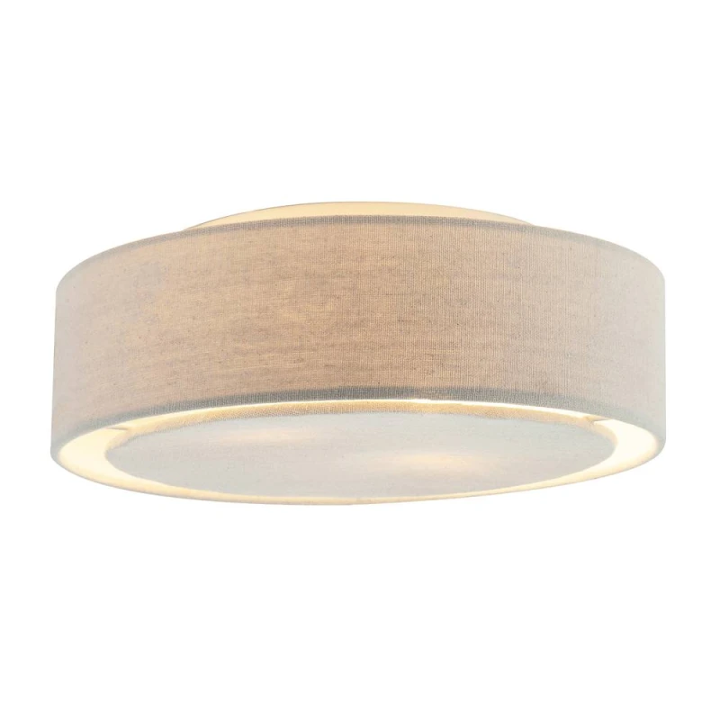 Image of Happy Homewares Modern Flush Linen Fabric Ceiling Light Fitting with Diffuser Plate in Grey Grey Unisex