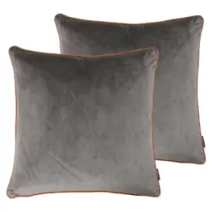 Image of Paoletti Meridian Twin Pack Polyester Filled Cushions Mocha/Pumpkin