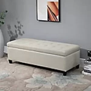 image of Homcom Storage Ottoman Padded Beige