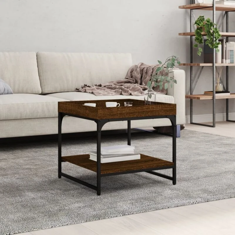 Image of VIDAXL Coffee Table Brown Oak 49.5x49.5x45cm Engineered Wood Vidaxl 832812