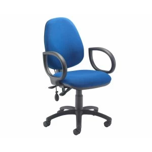 TC Office Calypso Twin Lever Ergonomic Chair with Lumbar Pump and Fixed Arms, Royal Blue