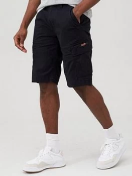 image of Superdry Core Cargo Shorts - Black, Navy, Size 38, Men