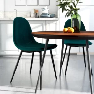 image of Dorel Calvin Dining Chairs- Set of 2- Green Velvet