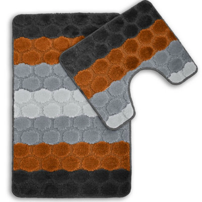 Image of Velosso Hex Stripe Bath And Pedestal Mat Orange