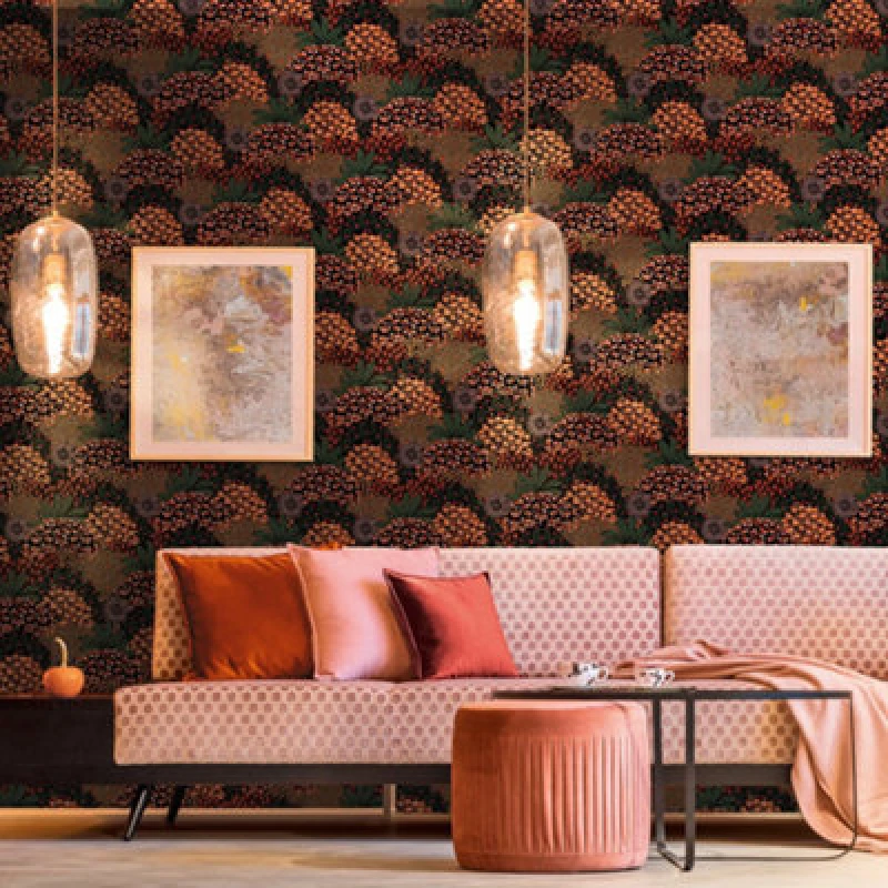 Image of AS CREATION Floral Garden Flower Orange Black Paste The Wall Vinyl Wallpaper - As Creation WL-38740-3