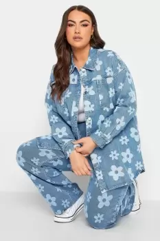 Image of Printed Denim Shacket