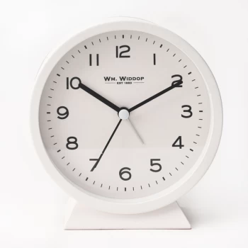 Image of WM WIDDOP Round Alarm Clock with Flat Base - White