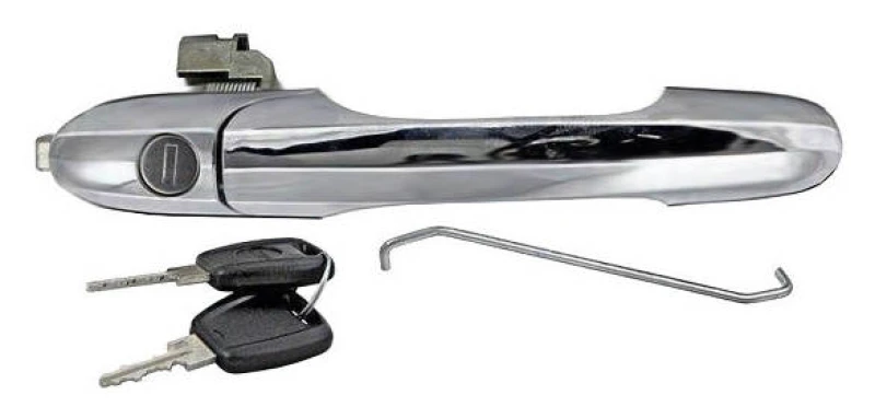 Image of MAGNETI MARELLI 350105021500 Door Handle Right Front, chrome/black, Painted, with lock barrel Plastic Door Handle (1373)