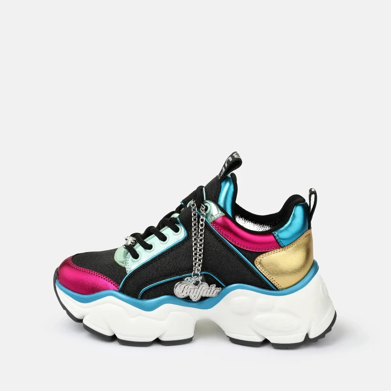Image of Buffalo Vegan nappa/textile trainers For Her Buffalo Binary Glam Rose Female 37