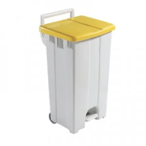 Image of Slingsby Grey 90 Litre Plastic Pedal Bin With Yellow Lid 357002