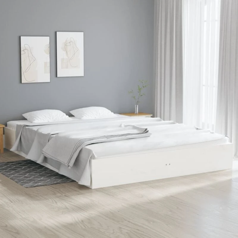 Image of VIDAXL Bed Frame without Mattress White Solid Wood 160x200cm vidaXL 8720287067191