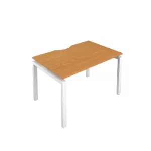 image of Telescopic Sliding 1 Person Bench with Cut Out and White Frame - 1200mm - Nova Oak