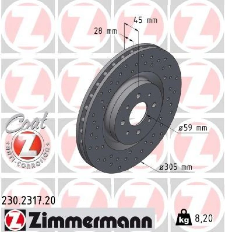 Image of ZIMMERMANN Brake disc ZIMMERMANN 230.2317.20