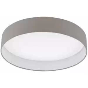 image of Loops - Flush Ceiling Light Colour White Shade Taupe Fabric Bulb LED 24W Included