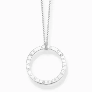 image of Sterling Silver White Stones Circle Necklace KE1877-051-14