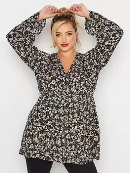 Image of Yours Blouson Blouse Black Ditsy, Black, Size 18, Women