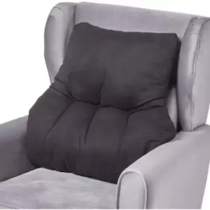 Image of Black Faux Suede Back Support Cushion - Black - Homescapes