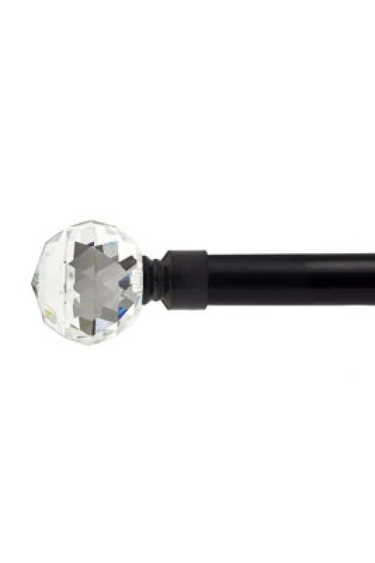 Image of Unknown 16-19mm Cristalla Extendable Eyelet Metal Curtain Pole Set Black 160-300Cm