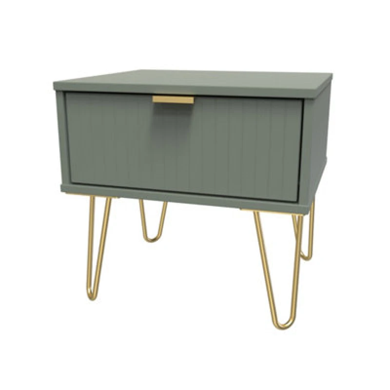 Image of Linear Ready Assembled Matt Green 1 Drawer Small Side Table (H)410mm (W)450mm (D)395mm