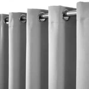 Image of Dreamscene Pair Of Eyelet Blackout Curtains Thermal Ready Made Eyelet - Silver Grey 66" X 72"