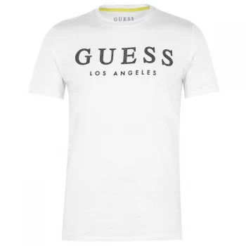 image of Guess Textured Logo T-Shirt - White TWHT