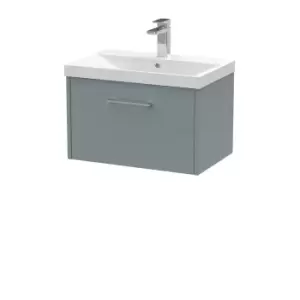 image of Hudson Reed Juno 600mm Wall Hung Single Drawer Vanity & Thin-Edge Basin - Coastal Grey