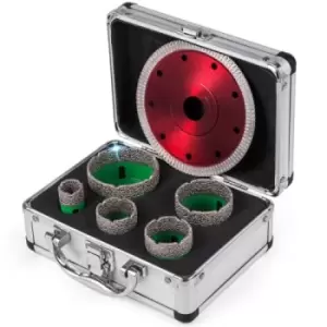 Image of VEVOR Diamond Drill Bit 5Pcs Diamond Hole Saw Set M14 22/35/40/50/65mm with 2 Saw Blade, Hole Saw Cutter Drill Bits, Drilling Tool for Drill Core Tile