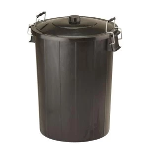 image of Strata Refuse Bin with Lid and Metal Clip Handles 80 Litre Black