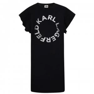 image of Karl Lagerfeld Girls Logo Dress - Black 09B