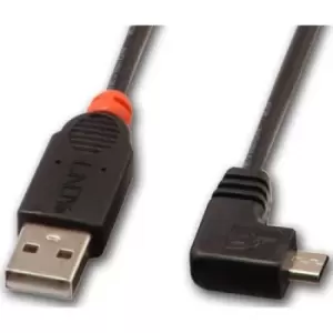 Image of Lindy USB2.0 A/Micro-B 90 Degree 2m. Cable length: 2m Connector 1: USB A Connector 2: Micro-USB B USB version: USB 2.0 Connector gender: Male/Male Max