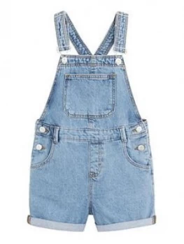 image of Mango Girls Denim Short Dungarees - Blue