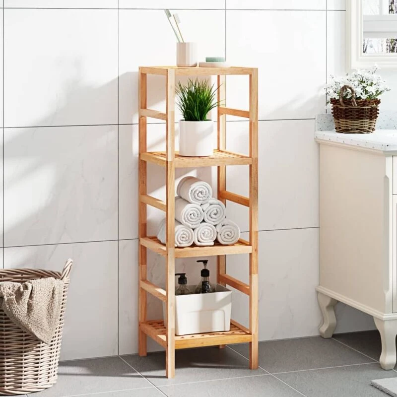 Image of VIDAXL Bathroom Shelf 35.5x35.5x112.5cm Solid Wood Walnut Vidaxl 8720287220459
